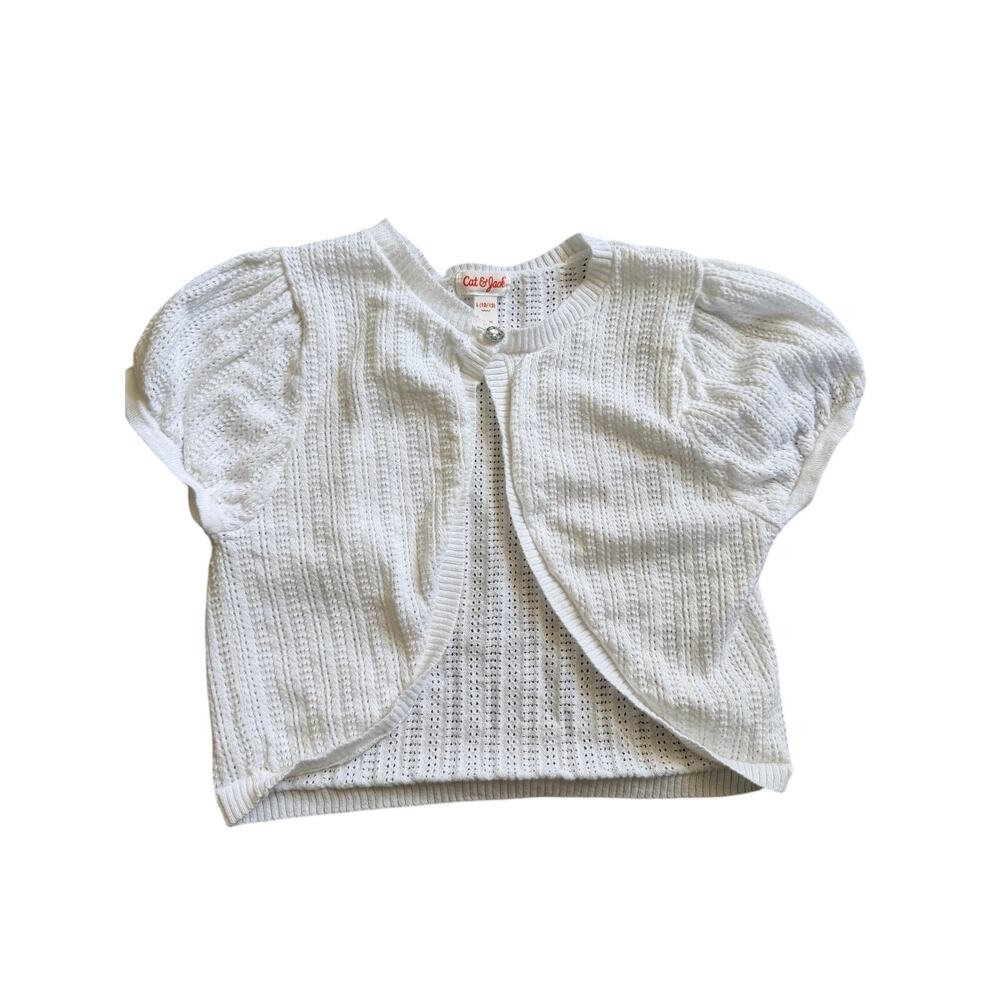 Cat & Jack Girls' White Shrug Sweater - Large